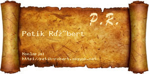Petik Róbert névjegykártya